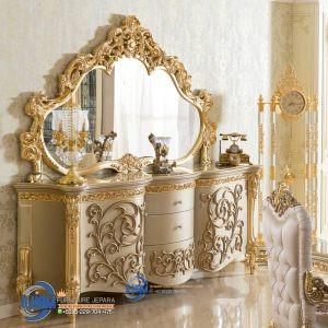 Bufet Hias Interior Ruang Meja Makan Mewah Gold Rumah Klasik Jepara