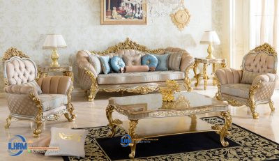 Kursi Sofa Tamu Mewah Gold Elegan Klasik Ukiran Jepara