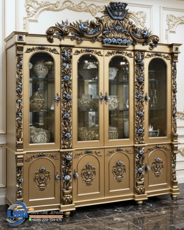 Bufet Lemari Hias, Lemari Hias, Lemari Hias Kaca, Lemari Hias Kayu Jati, Lemari Hias Klasik, Lemari Hias Mewah, Lemari Hias Minimalis, Lemari Hias Ruang Tamu, Lemari Hias Sudut, Lemari Hias Terbaru, Lemari Hias TV, Model Lemari Sudut, Ruang Dapur, Ruang Kerja, Ruang Makan, Ruang Tamu, Lemari Hias Mewah Gold Klasik Ruang Tamu Jakarta