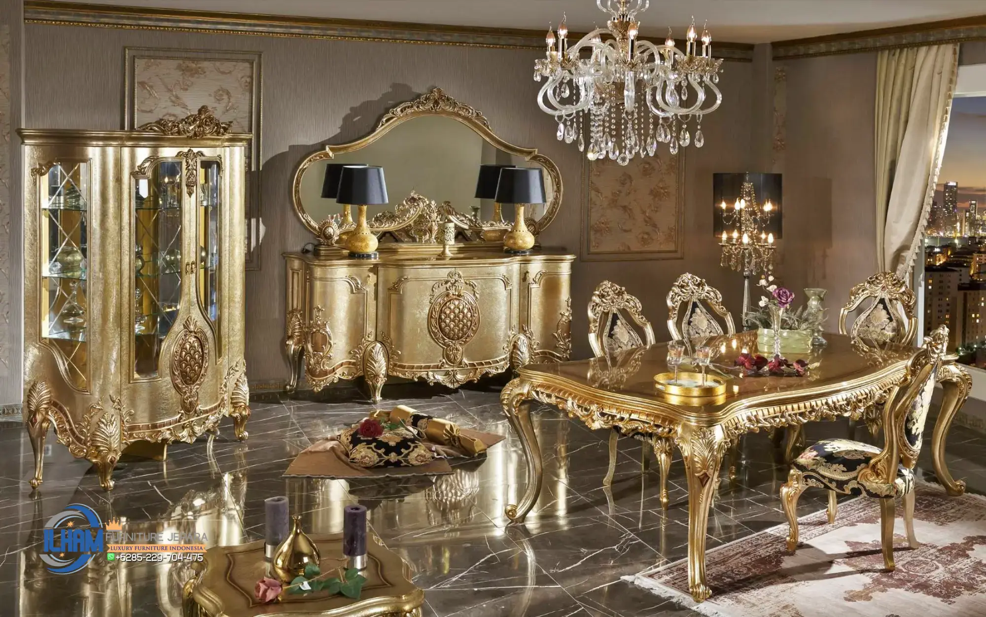 Meja Ruang Makan Mewah 8 Kursi Sultan Ukir Jepara Meja Ruang Makan Mewah 8 Kursi Sultan Ukir Jepara