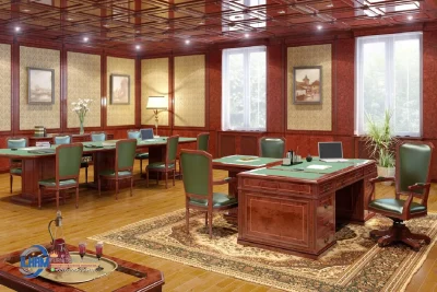 Set Meja Kursi Kantor Kayu Jati Klasik Minimalis Terbaru