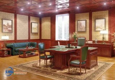 Set Meja Kursi Ruang Kantor Kayu Jati Klasik Minimalis Terbaru