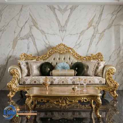 Sofa Klasik 3 Seater Ukiran Mewah Ilham Furniture Jepara