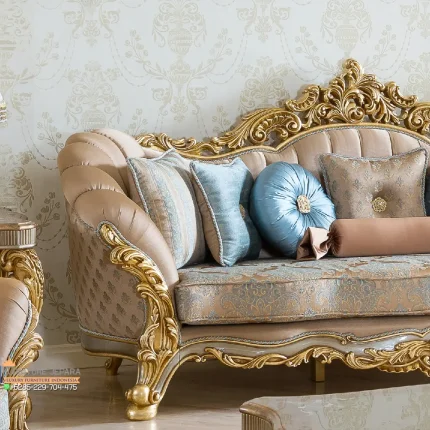 Sofa Klasik Gold Modern Ruang Santai 3 Seater Terbaru