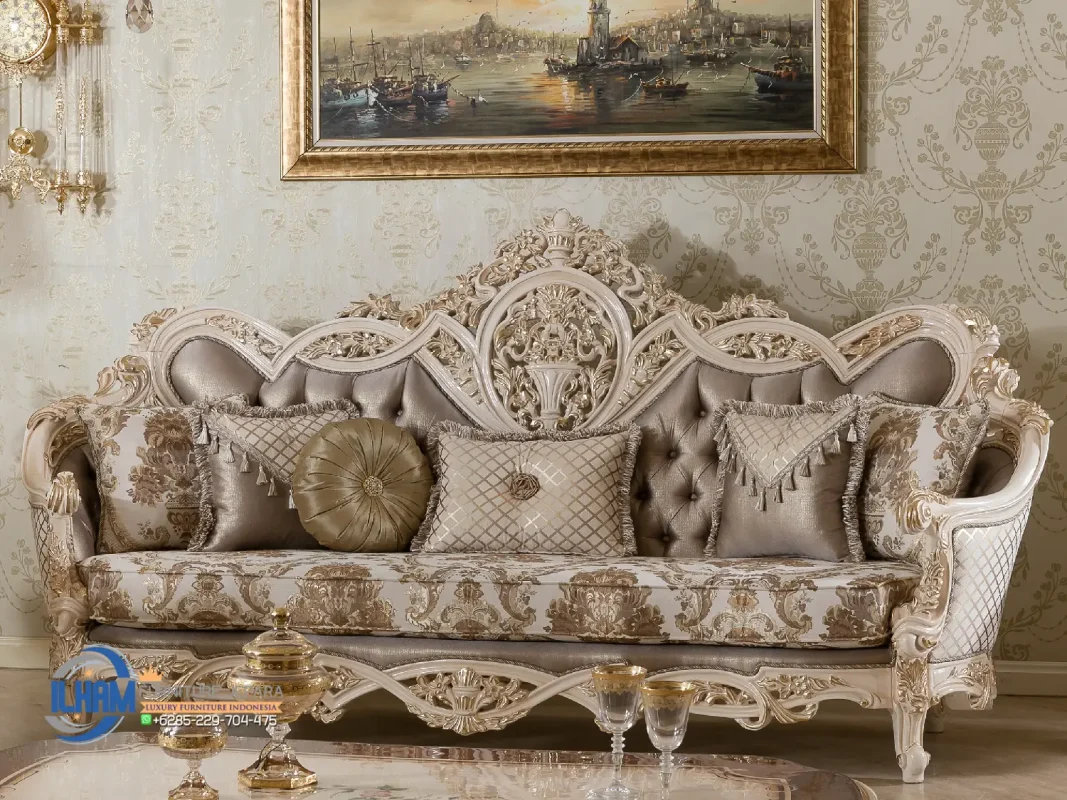 Sofa Mewah Klasik Jepara 3 Dudukan Ruang TV
