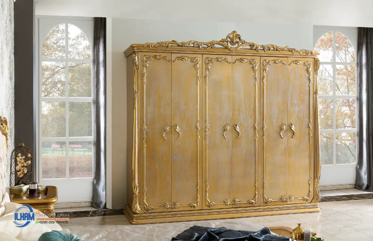Lemari Pakaian Set Tempat Tidur Mewah Monaco Exclusive Classic Gold