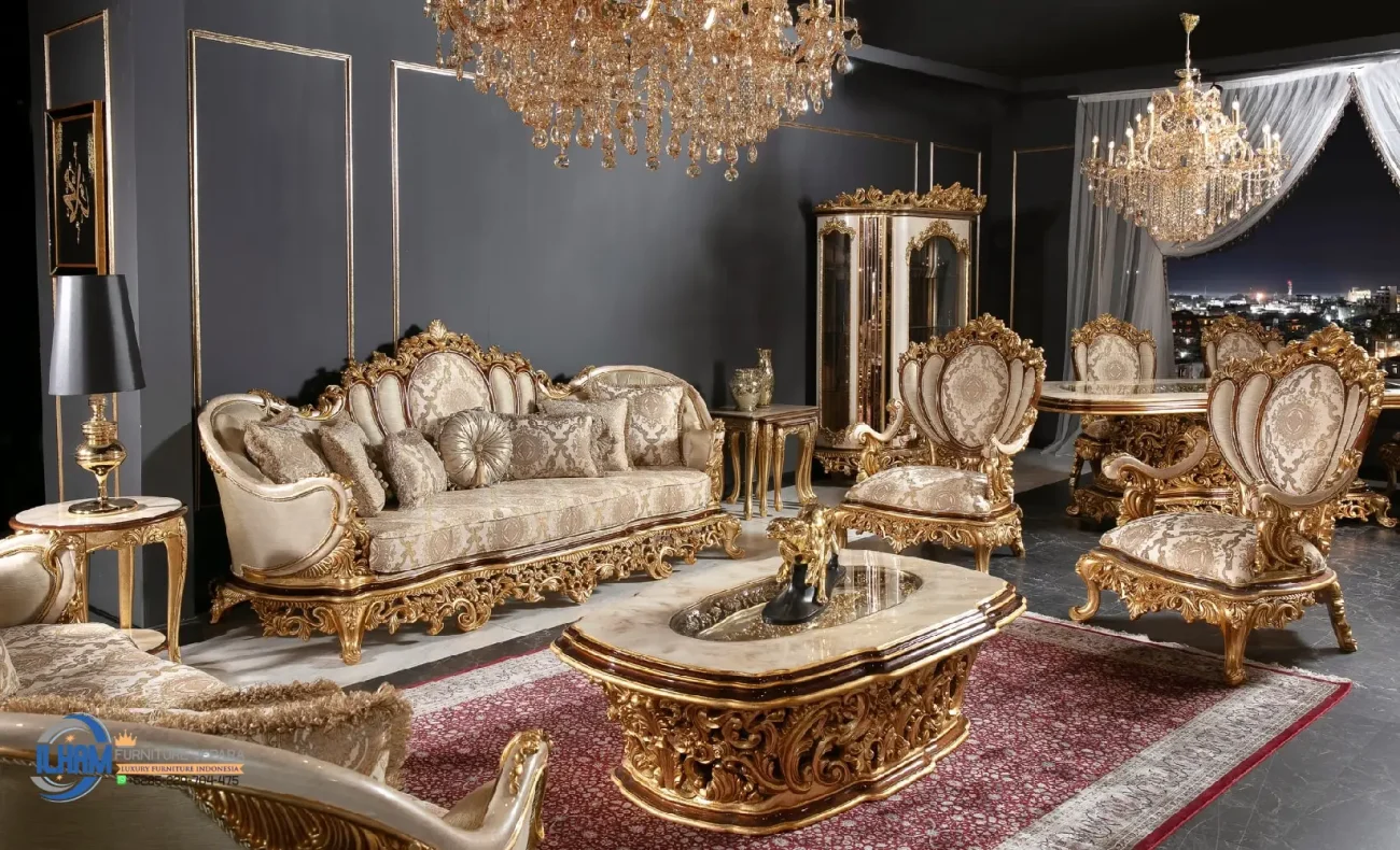 Set Sofa Tamu Mewah Ukiran Turki Baroque Termewah