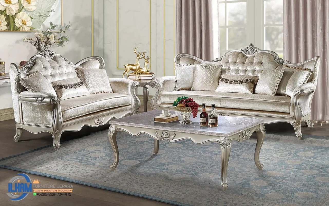 Kursi Tamu Sofa Klasik Silver Modern Jepara