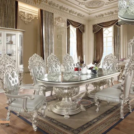 Sandoval Dining Table Champagne Meja Ruang Makan Rumah Mewah