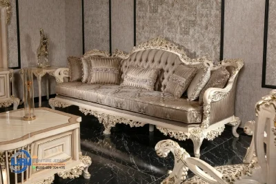 Sofa Jepara Mewah Klasik Ukir Gold Champagne