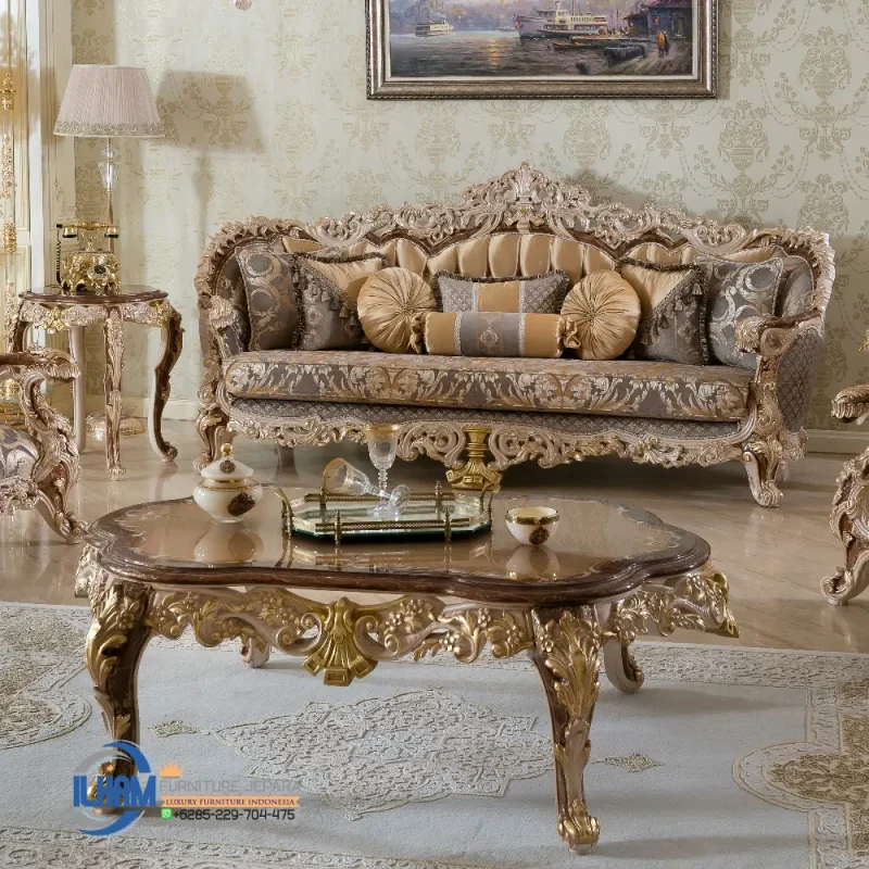 3 Seater Sofa Jepara Mewah Ruang Tamu Klasik Terbaru