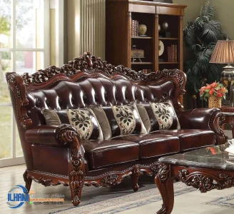 3 Seater Sofa Kulit Ruang Tamu Mewah Jakarta