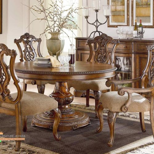 Desain Meja Makan Mewah Bundar Elegan Kapasitas 4 Kursi