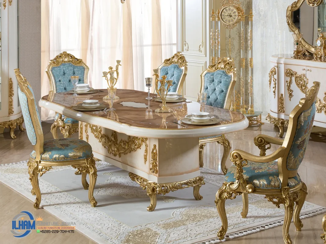 Dining Set Interior Ruang Meja Makan Mewah Klasik Rumah Jakarta