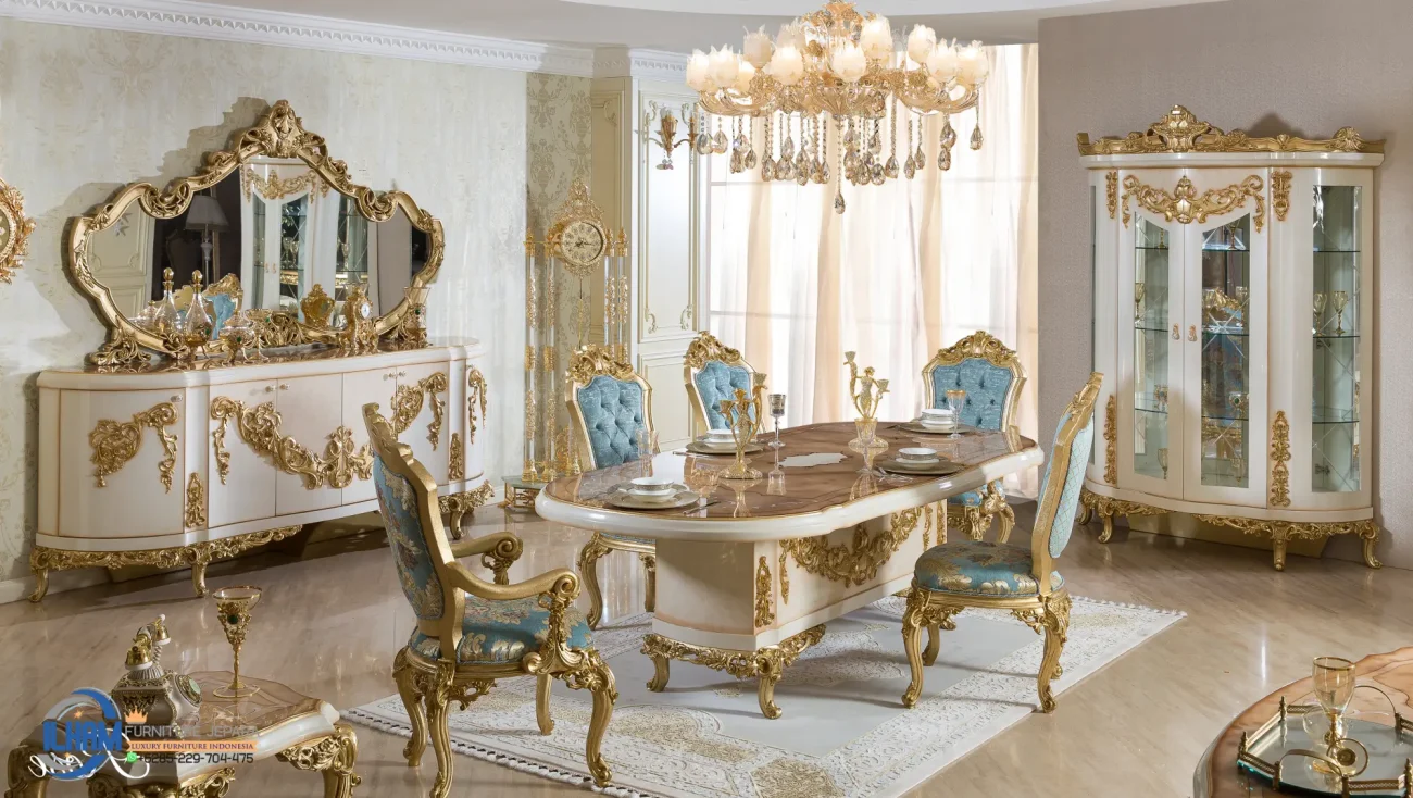 Jual Furnitur Interior Ruang Meja Makan Mewah Klasik Rumah Jakarta