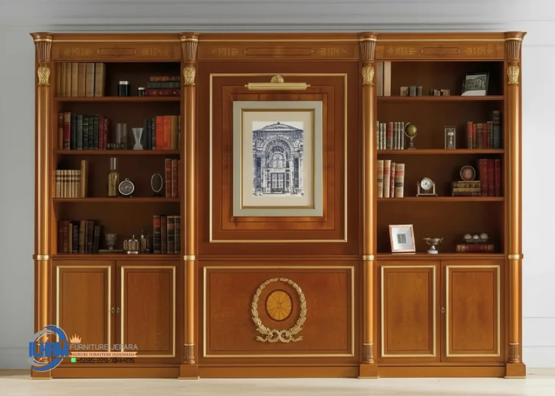 Lemari Arsip Set Meja Kerja Jati Klasik Pimpinan Perusahaan Modern Jakarta