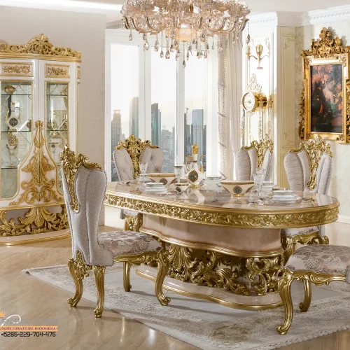 Luxury Dining Set Meja Makan Kayu Modern Klasik Jepara