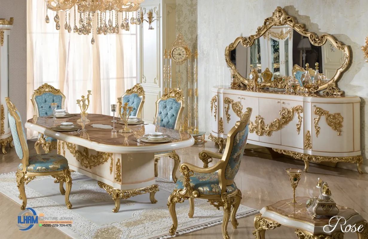 Mebel Interior Ruang Meja Makan Mewah Klasik Rumah Jakarta