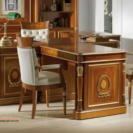 Meja Kerja Jati Klasik Pimpinan Perusahaan Modern Jakarta