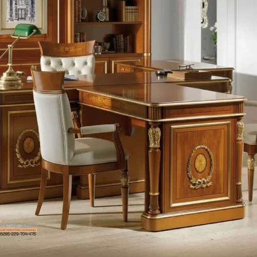 Meja Kerja Jati Klasik Pimpinan Perusahaan Modern Jakarta