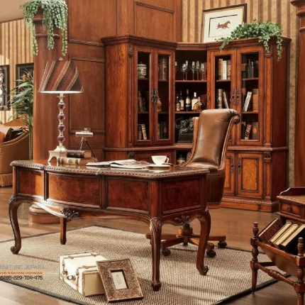 Meja Kerja Kantor Jati Klasik Luxury Wood Design