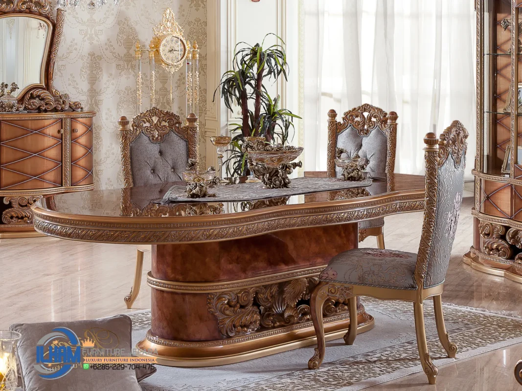 Meja Makan Mewah Klasik Jepara Bicer Terbaru