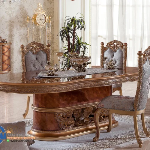 Meja Makan Mewah Klasik Jepara Bicer Terbaru