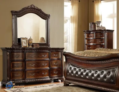 Meja Rias Set Tempat Tidur Jati Ukir Jepara Classic Bedroom