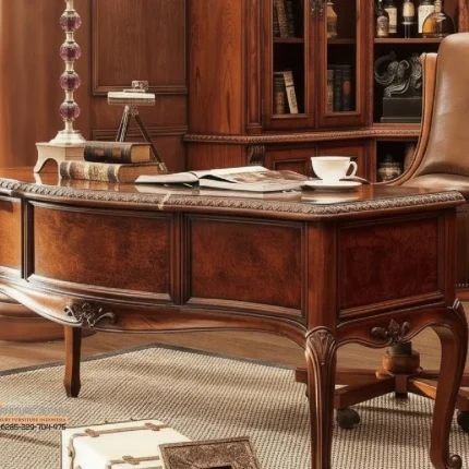 Meja Ruang Kerja Kantor Jati Klasik Luxury Wood Design