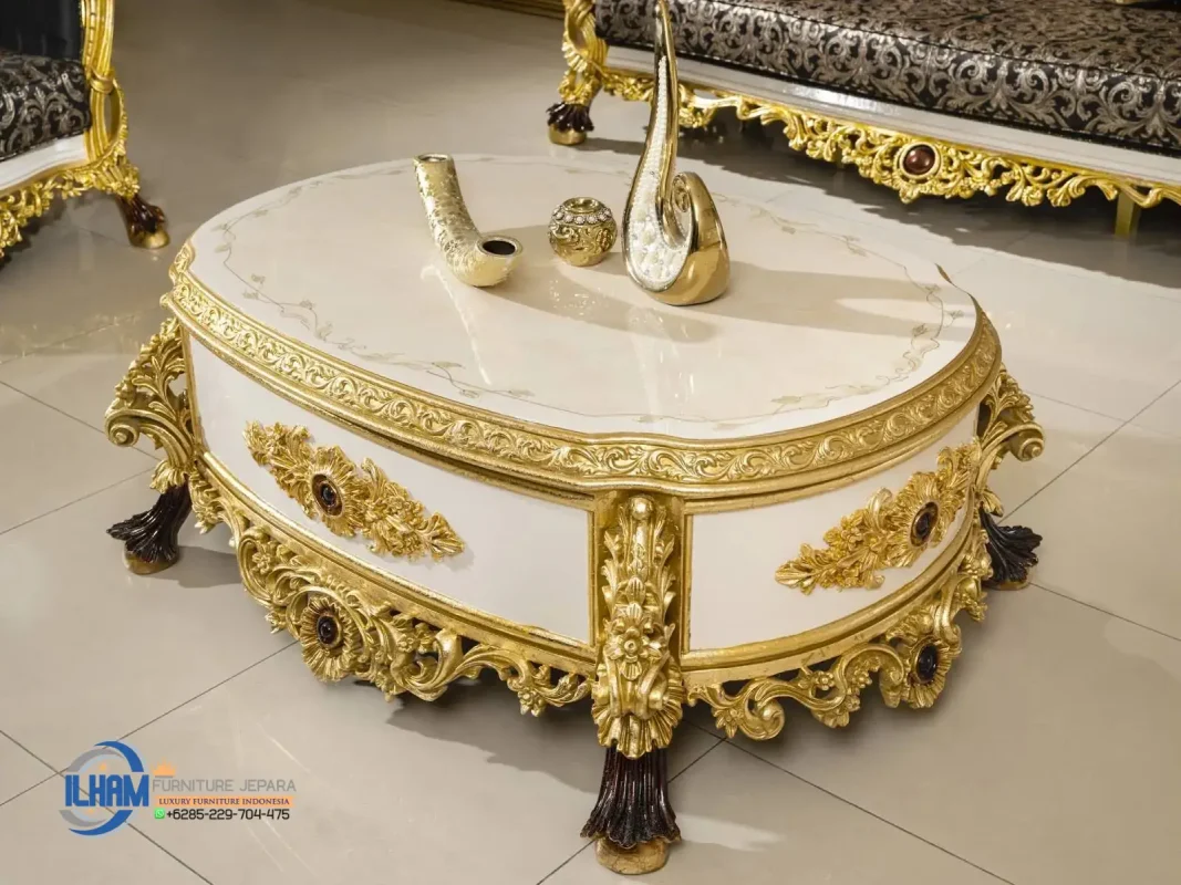 Meja Tamu Mewah Modern Gold Desain Turki