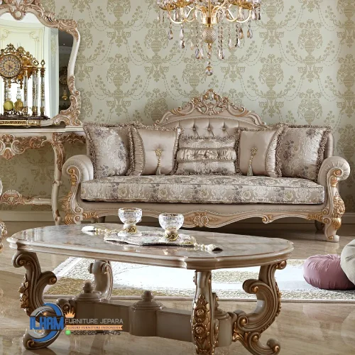Meja Tamu Sofa Mewah Ruang Tamu Klasik Jepara
