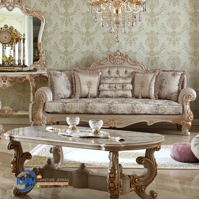 Meja Tamu Sofa Mewah Ruang Tamu Klasik Jepara
