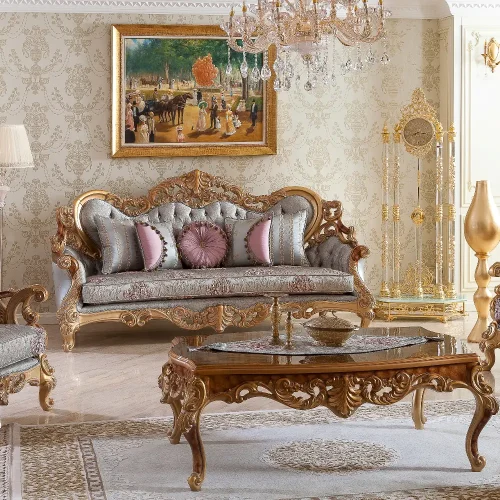 One Set Sofa Klasik Mewah Gold Classic Living Room