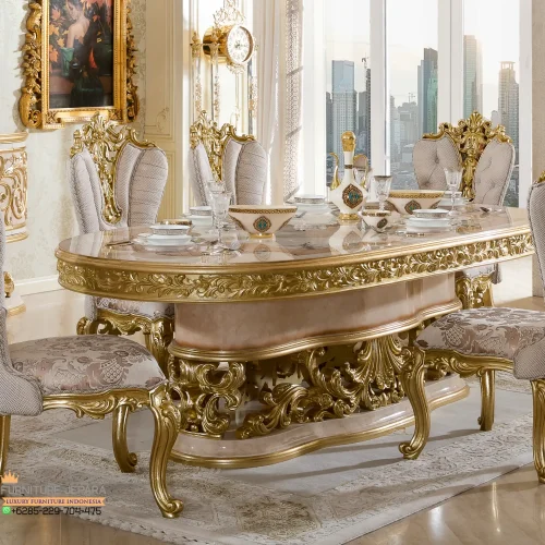 Set Meja Makan Kayu Modern Klasik Jepara