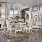 Set Meja Makan White Klasik Round Dining Table Eropa