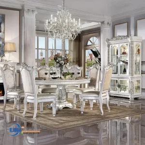 Set Meja Makan White Klasik Round Dining Table Eropa