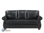 Sofa Kulit Asli Black Leather Mewah Jepara