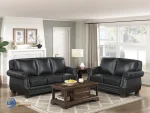 Sofa Tamu Kulit Asli Black Leather Mewah Jepara