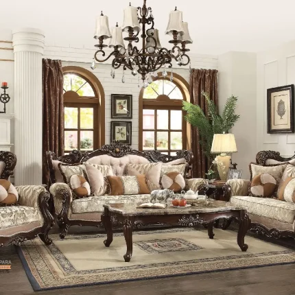 1 Set Sofa Tamu Klasik Kayu Jati Jepara Solid Wood