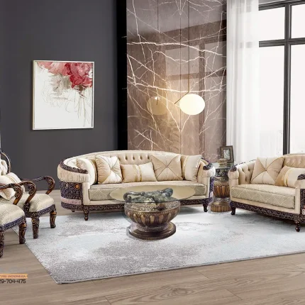 Custom Sofa Tamu Mewah Klasik Antique Living Room Set