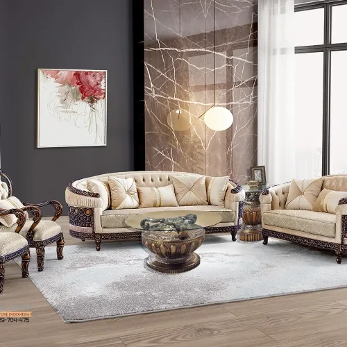 Custom Sofa Tamu Mewah Klasik Antique Living Room Set