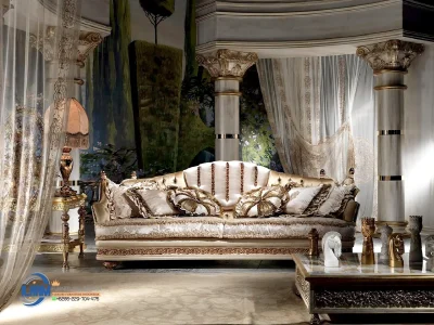 Elegant Sofa Ruangan Mewah Gold Leaf Carvings
