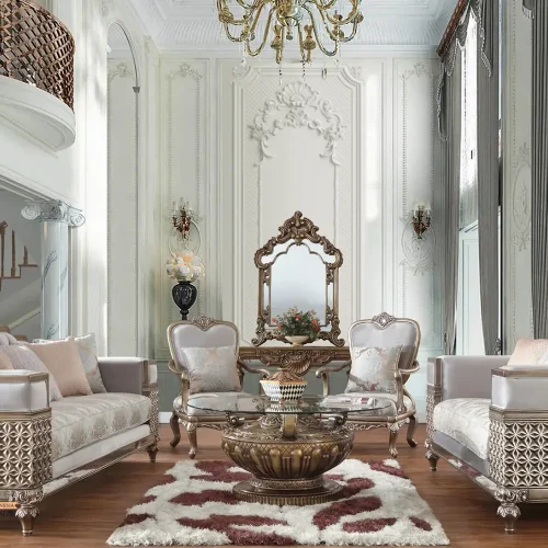 Gaya Sofa Tamu Klasik Gold Champagne Style Mewah Modern