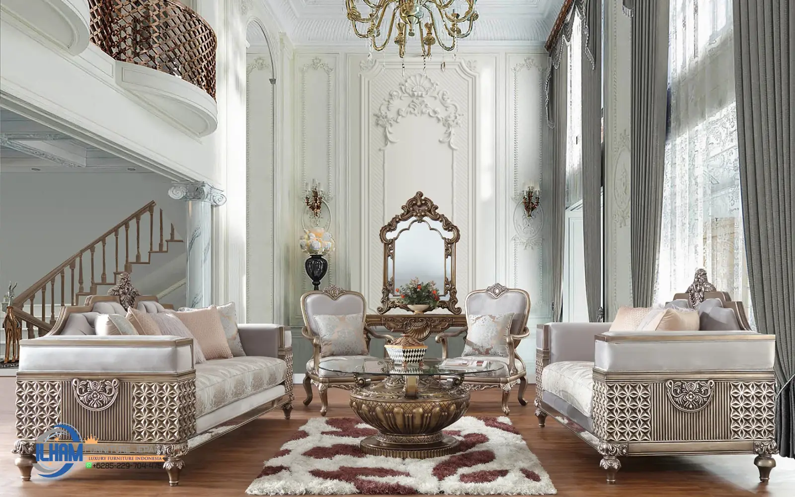 Gaya Sofa Tamu Klasik Gold Champagne Style Mewah Modern Gaya Sofa Tamu Klasik Gold Champagne Style Mewah Modern