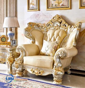 Handcarfed Kursi Sofa Gold Mewah Gaya Eropa Klasik Elegan