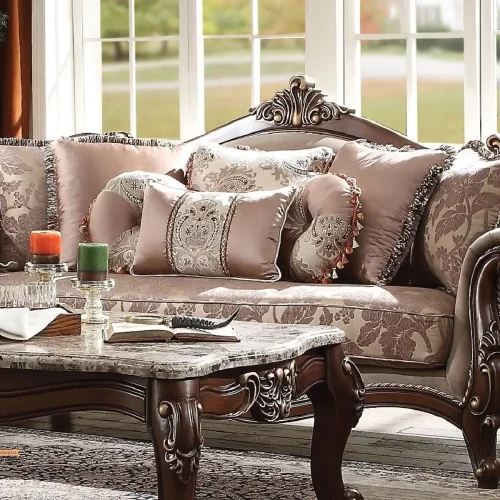Sofa Mewah Walnut Living Room Set Handycraft