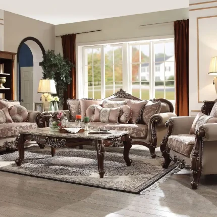 Sofa Tamu Mewah Walnut Living Room Set Handycraft