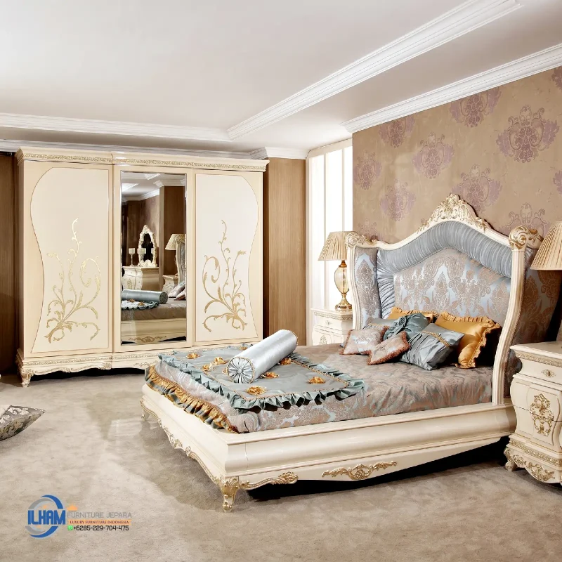 Set Tempat Tidur Bedroom Klasik Putih Duco Itali Jepara