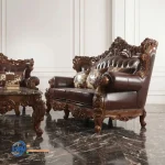 Sofa Jati Ukir Jaguar Original Leather