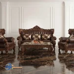 Sofa Tamu Jati Ukir Jaguar Original Leather